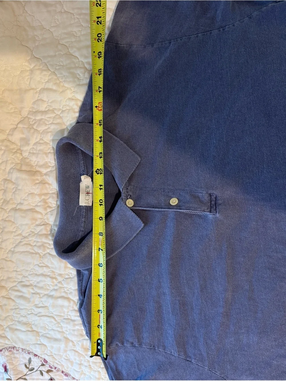 Vintage J.Crew Long-Sleeve Blue Polo Sz XLT 100% Cotton Red Oarsman Preppy